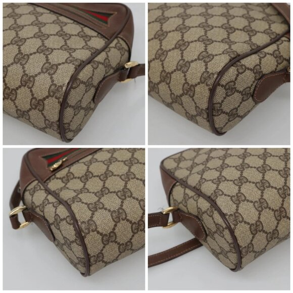 GUCCI GG Supreme Web Sherry Line Bag PVC Beige Gold 001 56 6472 Auth ep10466 - Picture 14 of 16